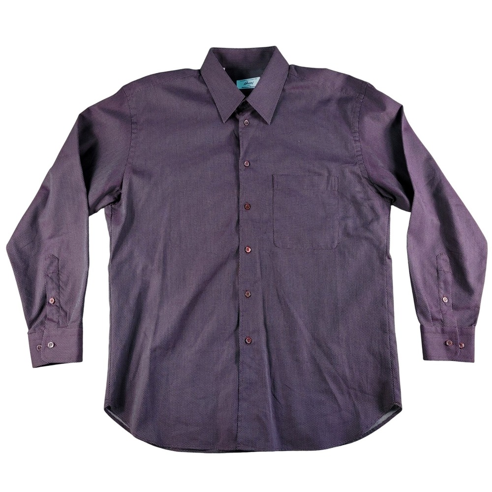 Brioni Neiman Marcus Shirt Mens XL Burgandy Italy Cotton Button Down Long Sleeve